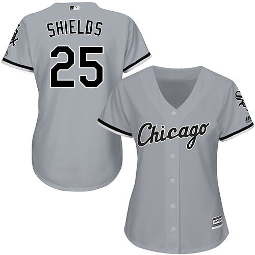 White Sox #25 James Shields Grey Road Women's Stitched MLB Jersey - Click Image to Close